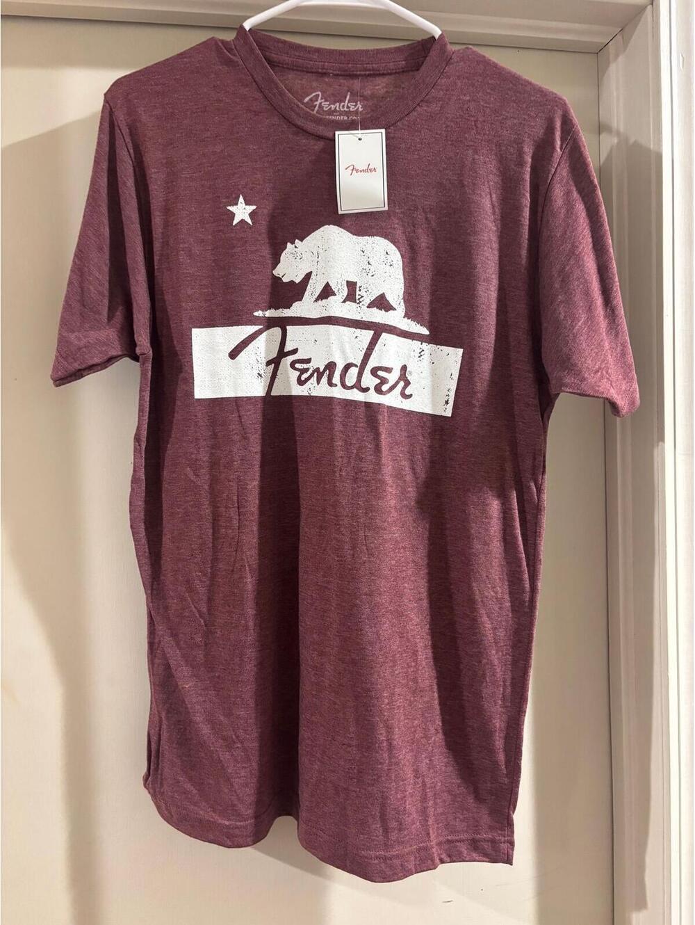 Fender Bear Graphic Tee – Burgundy Vintage Wash (NWT) | Size Medium